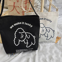 Women Canvas Shopping Bag Cute Dogs Printed Bag Female Cotton Cloth Shoulder Bag Eco Handbag Tote Reusable Grocery Bags 2024 - buy cheap