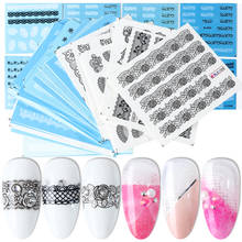 40pcs/set Black White Flowers Nail Stickers Lace Water Transfer Decal Slider Nail Art Wraps Manicure Decoration Tattoo LYNC180-1 2024 - buy cheap