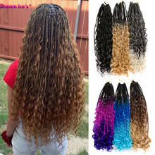 Synthetic Crochet Hair Messy Goddess Box Braids Hair With Curly Ends 24 inches Ombre Crochet Braiding Hair Extension 2024 - buy cheap