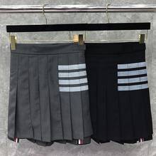 2021 Fashion TB Brand Women Slim Skirts Above Knee Mini Striped Casual Summer High Waist Short Pleated Skirt 2024 - buy cheap