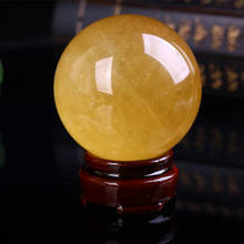 40 мм натуральный цитрин Кальцит кварц хрустальный шар домашний фэн-шуй Декор белая основа 2024 - купить недорого
