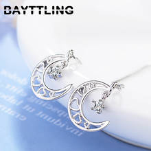 BAYTTLING Silver Color Fine Hollow Moon Heart-shaped Tassel Drop Earrings For Women Fashion Wedding Gift Jewelry 2024 - buy cheap