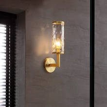 Lámpara de pared de cobre para interior del hogar, accesorio de pared Vintage americano, candelabro de vidrio para dormitorio, escalera, pasillo 2024 - compra barato