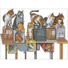 top Cat in the mailbox Counted Cross Stitch 11CT 14CT 18CT DIY Chinese Cross Stitch Kits Embroidery Needlework Sets 2024 - buy cheap