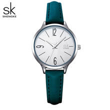 Shengke модные часы женские повседневные кожаные кварцевые часы круглые наручные часы женские часы с синим ремешком Relogio Feminino Reloj Mujer 2024 - купить недорого