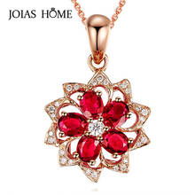 Joishome-colgante de Plata de Ley 925 con forma de flor de Rubí, joya elegante de polígono dorado, rosa, para mujeres 2024 - compra barato