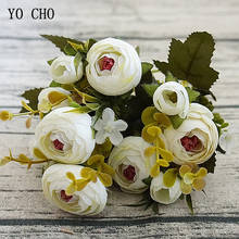 YO CHO-Mini ramo de flores artificiales, rosa de seda de 5 horquilla, Rosa falsa, Decoración de mesa de boda para fiesta en casa 2024 - compra barato
