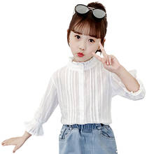 Blusa blanca con manga de mariposa para niña, blusa escolar para niña, ropa de estilo informal para adolescente 2024 - compra barato