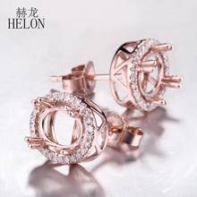 Helon de corte oval sólido sintético 10k, de ouro rosa diamantes naturais semi montagem mulheres elegantes joias finas brincos 2024 - compre barato