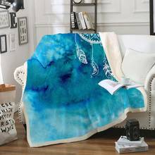 Ловец снов шерпа Флисовое одеяло синий цвет воды плюшевое одеяло Boho мягкие покрывала на кровать диван Богемия тонкое одеяло 2024 - купить недорого