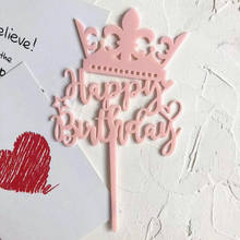 Акриловый Топпер для торта на день рождения с золотой короной, торты на день рождения с флагом для детей, украшения для кексов на день рождения, товары 2024 - купить недорого