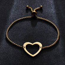 2Pcs/lot Mirror Polished  Stainless Steel Hollow heart Charm Bracelet Adjustable Box Chain Bracelets Women Men Jewelry  Gift 2024 - buy cheap