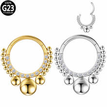 G23 Titanium Nose Ring Zircon Septum Clicker Hoop Ball Hinged Segment Daith Ear Tragus Cartilage Helix Earring Piercing Jewelry 2024 - buy cheap