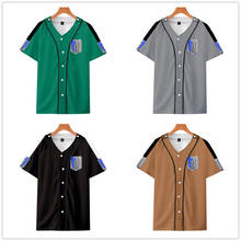 Attack on Titan Eren Jaeger baseball T-shirt Cosplay Costume Shingeki no Kyojin Short Sleeve Survey Corps T Shirt Casual Tshirt 2024 - buy cheap