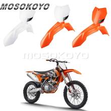 Enduro Motocross Dirt Bike Front Fender + Front Number Plate for SX XC SX-F XC-W EXC-F 150 200 350 500 450 Orange White 2024 - buy cheap