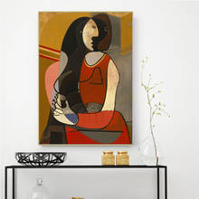 Citon Pablo Picasso《Seated Woman》Canvas Oil Painting Artwork Poster Picture Modern Wall Decor Home Decoration For Living room 2024 - buy cheap