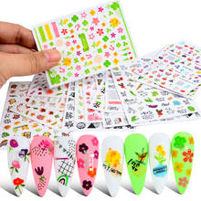 3D Nail Art Stickers Colorful Cute Flowers Abstract Face Back Glue Slider Decals For Nails Art 2024 - buy cheap
