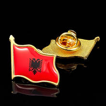 República da albânia esmalte broche lapela pinos camisa colar pino unisex jóias presente 2024 - compre barato
