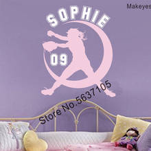 Makeyes Softball Sport Custom Names Wall Stickers Vinyl Design Decoration Kids Bedroom Wall Decor Number Names Personalized Q273 2024 - buy cheap