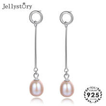 Jellystory Silver 925 Jewelry Long Earrings Natural Freshwater Pearl Drop Earring for Women Fashion Pear Stud Ear  Weddings Gift 2024 - buy cheap