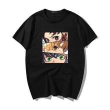 Крутая забавная мультяшная футболка Kimetsu no Yaiba с аниме принтом, Мужская футболка в стиле хип-хоп, шикарная японская демоническая Slayer Harajuku, Мужская футболка, топы 2024 - купить недорого