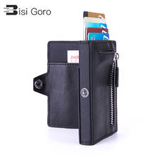 BISI GORO Button Single Box Smart Wallet RFID Credit Card Holder Hasp Men Automatic Card Case Coin Purse 2021 Pop-up Holder 2024 - buy cheap