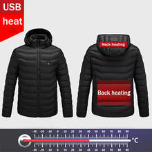 Chaqueta con calefacción eléctrica USB para hombre y mujer, abrigo con capucha, de algodón, cálido para invierno, para exteriores, talla grande 2024 - compra barato