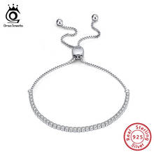 ORSA JEWELS Real 925 Adjustable Bracelet With Single Row Transparent CZ Sterling Silver Chain Dating Collocation Jewelry SB43 2024 - buy cheap