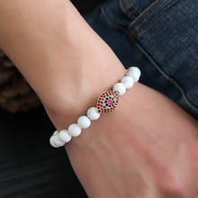 8mm Fashion Women Amazonite Pumice Stones Beads Bracelet Simple Copper Micro Inset Zircon Elastic Bangle for Women Charm Jewelry 2024 - buy cheap