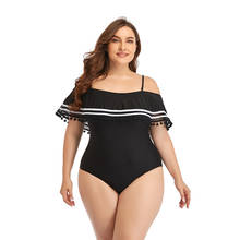 Maiô vintage plus size com babados, roupa de banho de uma peça modelo verão casual praia 2021 2024 - compre barato