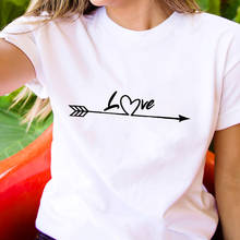 Love Arrow 100%Cotton Printed Women's T Shirt Valentine's Day Shirts New Spring Trendy Casual O-Neck Pullovers Short Sleeve Tops 2024 - buy cheap