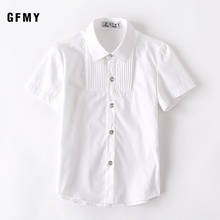 GFMY 4-12 Y 2021 New Arrival Summer Short Sleeve Baby Clothes White School Boys Shirts Turn-down Collar Boy Shirt Kids Tops 2024 - buy cheap