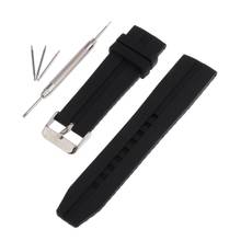 Waterproof Silicone Watch Strap Stainless Steel Band Replacement Pin Buckle Belt Watch Accessories 22mm Black 2024 - buy cheap