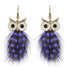Korean Fashion Jewelry  Earrings for Women Feather Earrings Trendy Dot Feather Owl Earrings Temperament Leather Earrings Boho 2024 - buy cheap