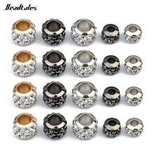 Beadtales 20pcs/lot 7*5mm/9*7mm Rhinestone Crystal Ball Beads Silver Black Color Big Hole Spacer Beads For Diy Jewelry Making 2024 - buy cheap