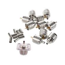 1x UHF Female SO239 Panel Chassis Mount Flange Deck Mount Solder Cup RF Connector & 10 Pcs Connector UHF Male Pl259 Plug 2024 - buy cheap