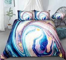 Conjunto de cama de edredom abstrato para meninos e meninas, roupa de cama macia, estampa de mármore 2024 - compre barato