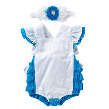 Новое летнее платье для маленьких девочек, комбинезон, Новый комбинезон с перекрестной спиной для младенцев, Золушка, голубой, белый халат с рукавами-летячими 2024 - купить недорого