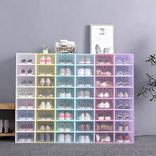 Caixa de armazenamento para sapatos, organizador de sapatos, dobrável, de plástico, com gavetas transparentes 2024 - compre barato