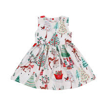 Vestido de natal para meninas 2-6t, vestidos de desenho animado fofos infantis sem mangas para festa 2024 - compre barato