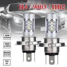 2PCS H4 9003 HB2 Fog Light 3030 12V LED Headlight 80W Hi/Low Beam Driving DRL Lamp PTF LED Backlight White Bulbs For Car DRL 2024 - buy cheap