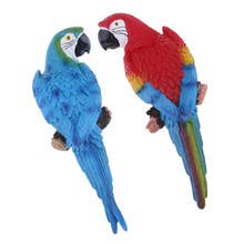 2Pcs Resin Artificial Parrot Statue Animal Figurine Birds for Indoor Outdoor Garden Lawn Yard Decorations Housewarming Gift 2024 - buy cheap