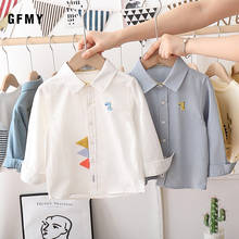 Gfmy meninos camisas 2021 outono nova algodão manga comprida camisa casual bebê meninos dos desenhos animados dinossauro bordado camisa para crianças roupas 2024 - compre barato