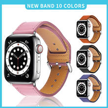 Correa de cuero genuino para apple watch, correa de reloj de 42mm, 44mm, serie 5 4, 38mm, 40mm, accesorios de pulsera para iwatch 3 21 2024 - compra barato