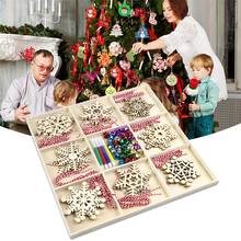 Christmas Tree Pendants Wooden Hanging Ornament Snowflake Elk Xmas Decoration 2024 - buy cheap