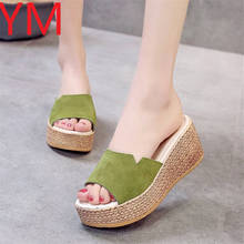 Outside 2020 Summer Women Wedge Sandals Shoes Woman Casual Straw High Heels Platform Ladies Slides Female Leisure 2024 - buy cheap