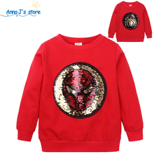 Boys T Shirt Tshirt Kids Long Sleeve Cartoon T-Shirts Sequined Children Clothing Girls Cotton ZX409 2024 - buy cheap