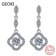 Geoki Passed Diamond Test 0.3 CT Perfect Cut Moissanite Drop Earrings 925 Sterling Silver Wedding Earrings Women Classic Jewelry 2024 - buy cheap