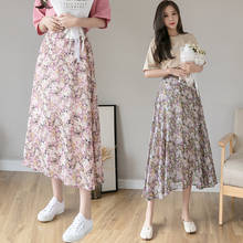 TingYiLi Women Summer Floral Printed Midi Skirt High Waist Chiffon Skirt Long Korean Elegant Ladies Pink Purple A-line Skirt 2024 - buy cheap