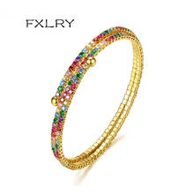 Fxlry novo europeu e americano moda cor zircão ajustável pulseiras charme bangle & pulseiras para jóias femininas 2024 - compre barato